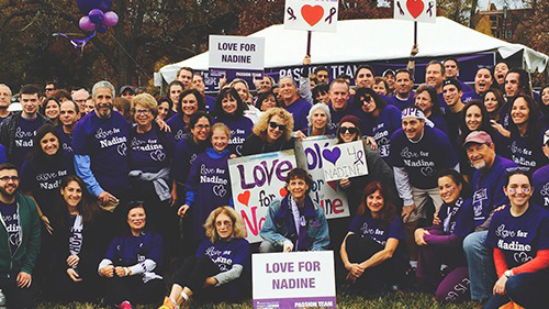 group of SofterWare employees at a walk to support Nadine, and her struggle with cancer
